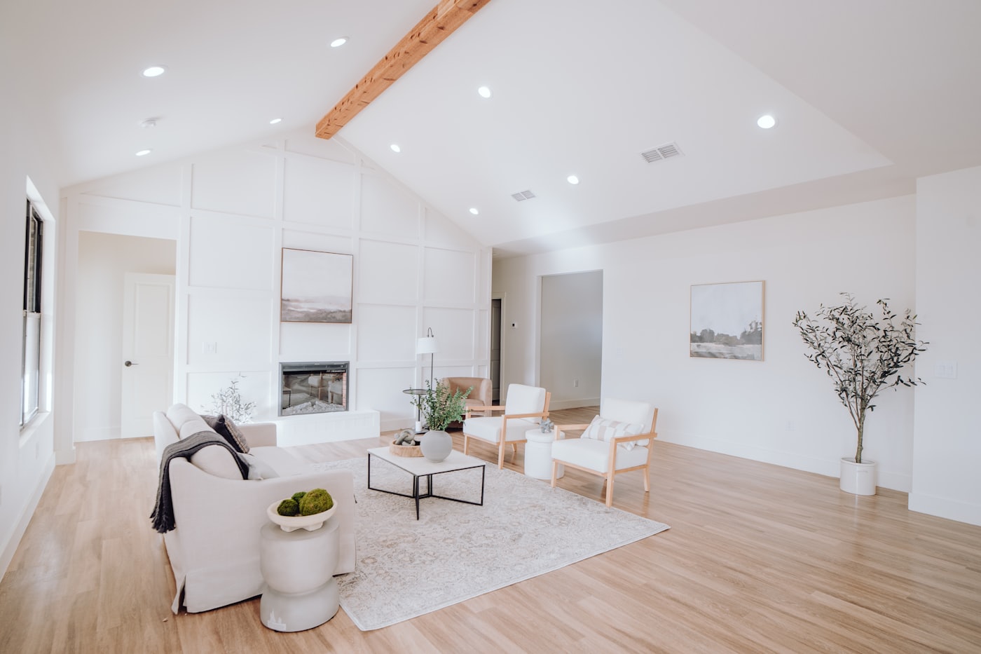 Living room finished in a warm neutral